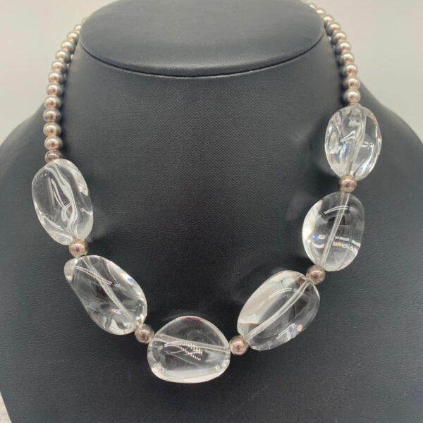 Product Image: Necklace: Quartz Crystal Nuggets, Sterling Silver Beads, 15 ½”+3″ Extender Chain