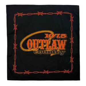 Product Image: 1990’S OUTLAW COUNTRY MADE IN USA BARBED WIRE BLACK COLORFAST BANDANA