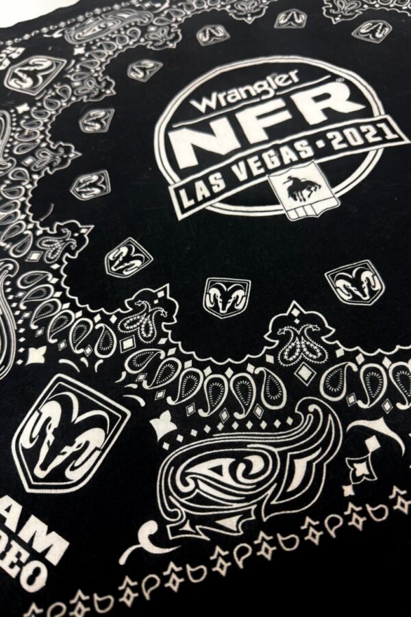 Product Image: 2000’S WRANGLER RAM RODEO MADE IN USA BLACK COLORFAST BANDANA