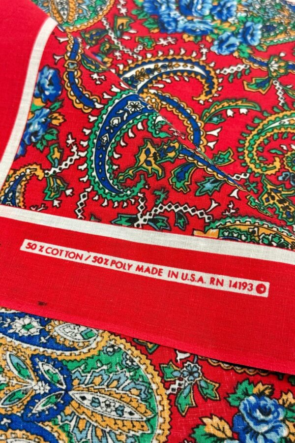 Product Image: 1980’S WAMCRAFT MADE IN USA SELVEDGE RED PAISLEY COLORFAST BANDANA