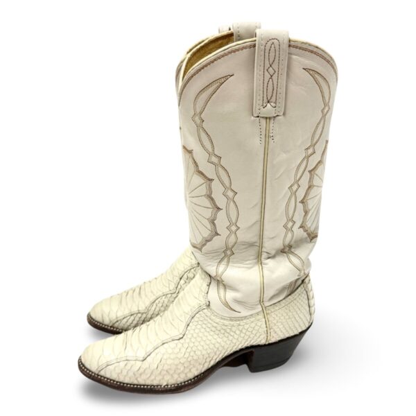 Product Image: 1980’S DAN POST MADE IN USA WHITE PYTHON COWBOY BOOTS WOMEN’S 7.5 MEN’S 6.5