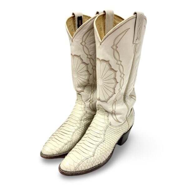 Product Image: 1980’S DAN POST MADE IN USA WHITE PYTHON COWBOY BOOTS WOMEN’S 7.5 MEN’S 6.5