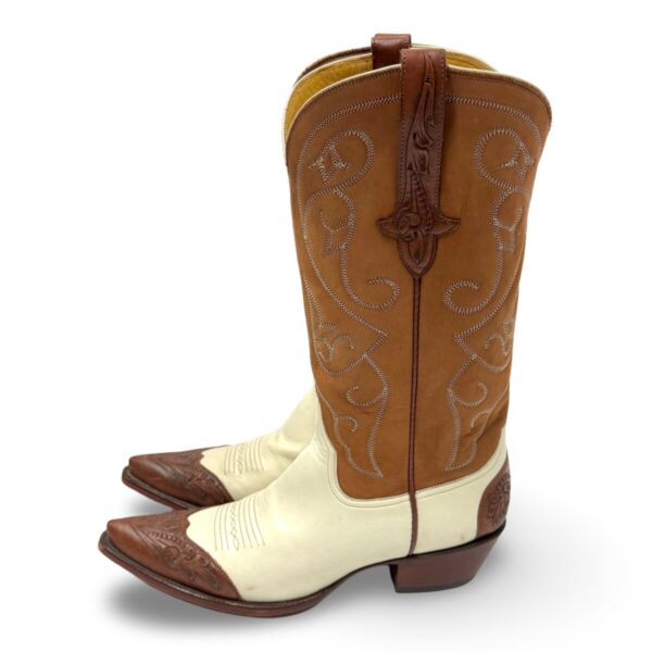 Product Image: 1980’S CUSTOM MADE IN USA TWO TONE HAND STAMPED LEATHER COWBOY BOOTS WOMEN’S 8.5 MEN’S 7.5