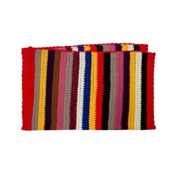 Product Image: 1970’S MULTICOLOR STRIPED HANDKNIT IN USA 60” X 50” BLANKET