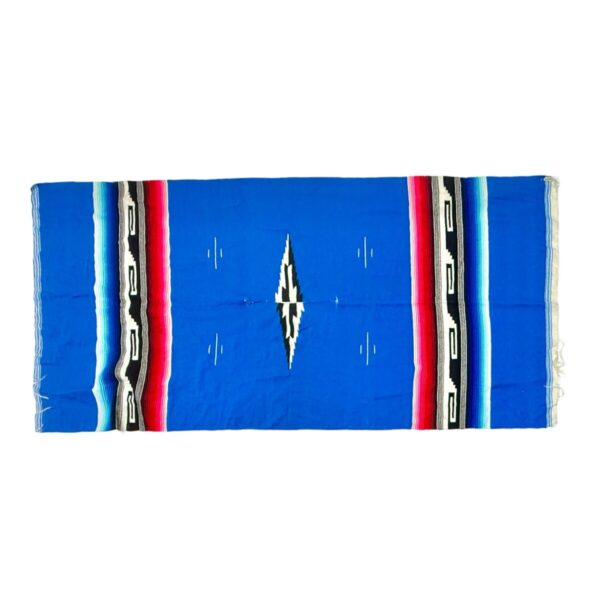 Product Image: 1970’S BLUE PATTERN WOOL 35” X 75” PONCHO BLANKET