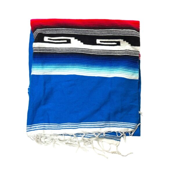 Product Image: 1970’S BLUE PATTERN WOOL 35” X 75” PONCHO BLANKET