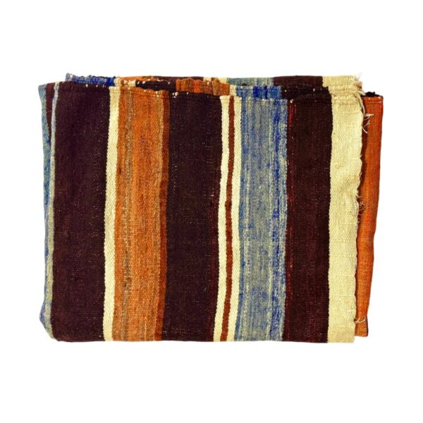 Product Image: EARLY 20TH CENTURY RIO GRANDE MADE IN NEW MEXICO HANDWOVEN WOOL BANDED 90” X 56” BLANKET