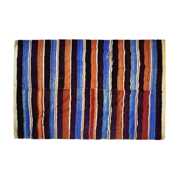 Product Image: EARLY 20TH CENTURY RIO GRANDE MADE IN NEW MEXICO HANDWOVEN WOOL BANDED 90” X 56” BLANKET