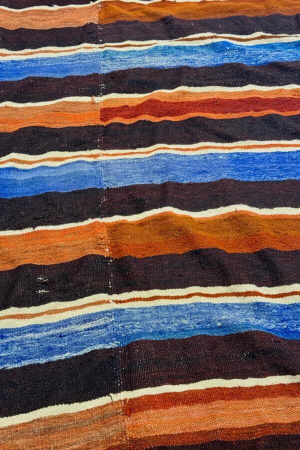 Product Image: EARLY 20TH CENTURY RIO GRANDE MADE IN NEW MEXICO HANDWOVEN WOOL BANDED 90” X 56” BLANKET