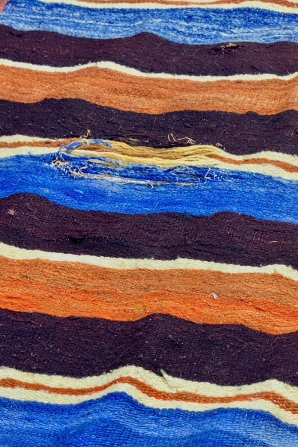 Product Image: EARLY 20TH CENTURY RIO GRANDE MADE IN NEW MEXICO HANDWOVEN WOOL BANDED 90” X 56” BLANKET