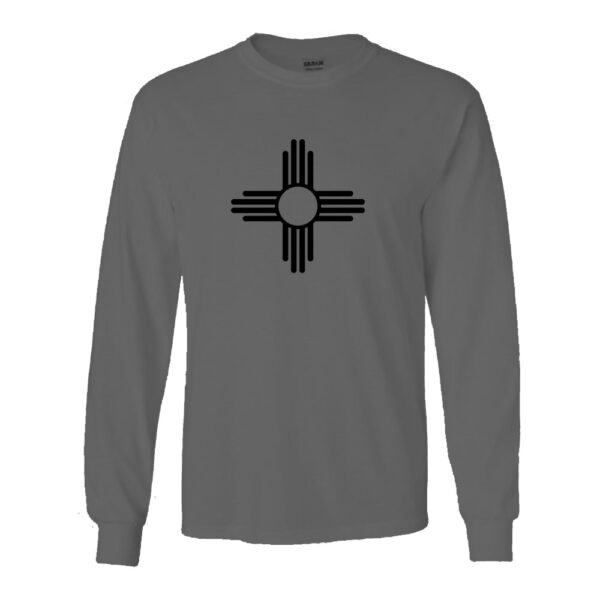 Product Image: “ZIA” Symbol Long Sleeve Adult Tee – Gray with Black Zia