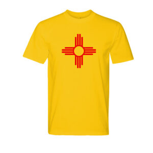 Product Image: “ZIA” Symbol Short Sleeve Adult Tee – Gold with Red