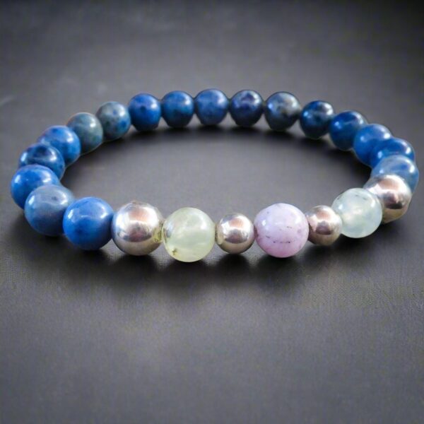 Product Image: Dumortierite, Prehnite and Amethyst Beaded Bracelet