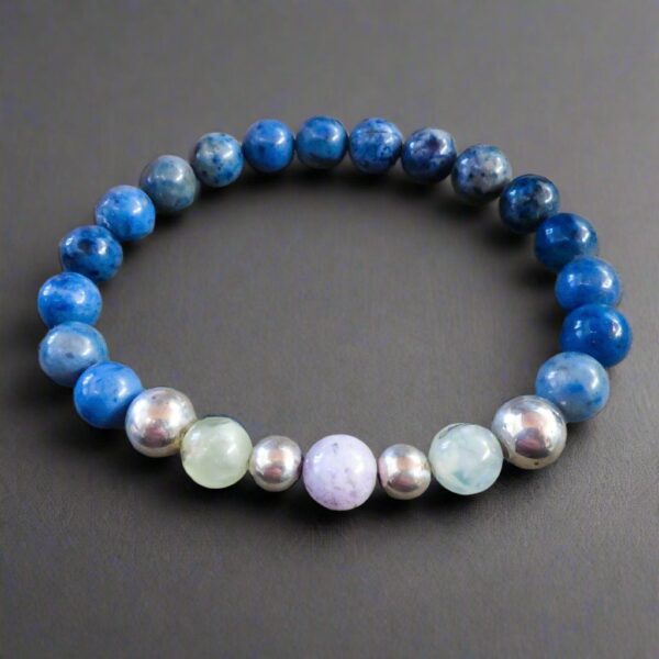 Product Image: Dumortierite, Prehnite and Amethyst Beaded Bracelet