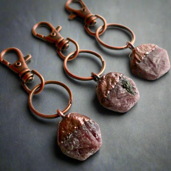 Product Image: Raw Ruby Crystal Keychain | Copper