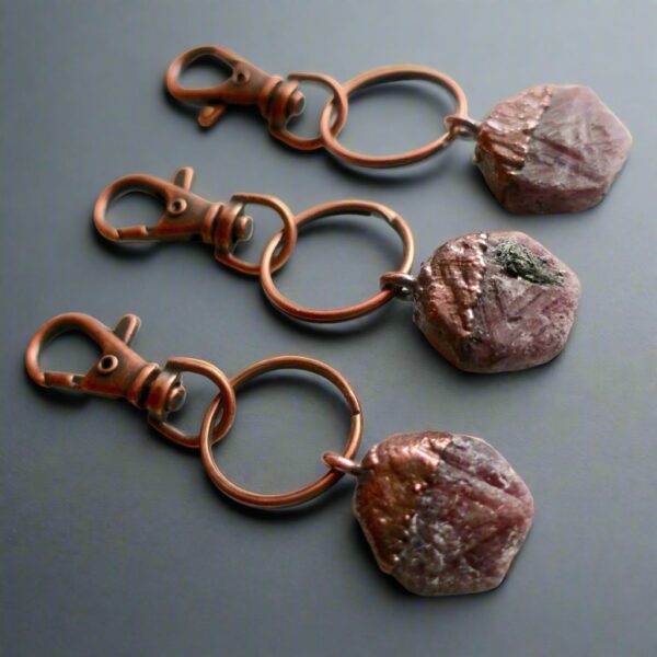 Product Image: Raw Ruby Crystal Keychain | Copper