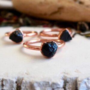 Product Image: Raw Black Tourmaline Crystal Ring | Copper