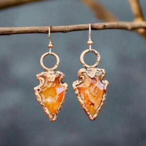 Product Image: Carnelian Arrowhead Earrings | Copper & Silver