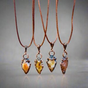 Product Image: Carnelian Arrowhead Necklace | Copper & Leather