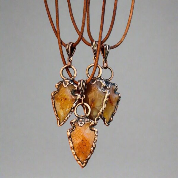 Product Image: Carnelian Arrowhead Necklace | Copper & Leather