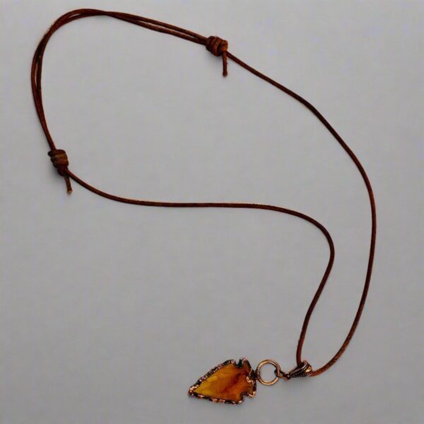 Product Image: Carnelian Arrowhead Necklace | Copper & Leather