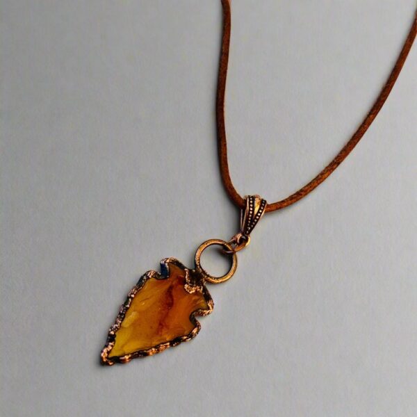 Product Image: Carnelian Arrowhead Necklace | Copper & Leather