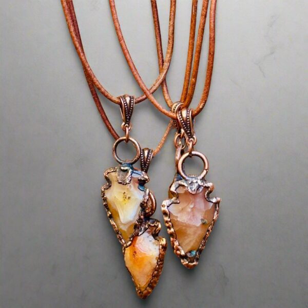 Product Image: Carnelian Arrowhead Necklace | Copper & Leather