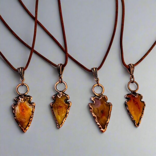 Product Image: Carnelian Arrowhead Necklace | Copper & Leather