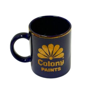 Product Image: 1970’S COLONY PAINTS MADE IN USA GOLD & BLUE ENAMELED CERAMIC MUG