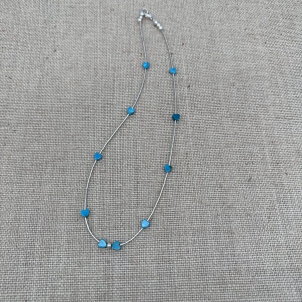 Product Image: Necklace: Heart Turquoise Liquid Silver Rain Sterling Lobster Clasp