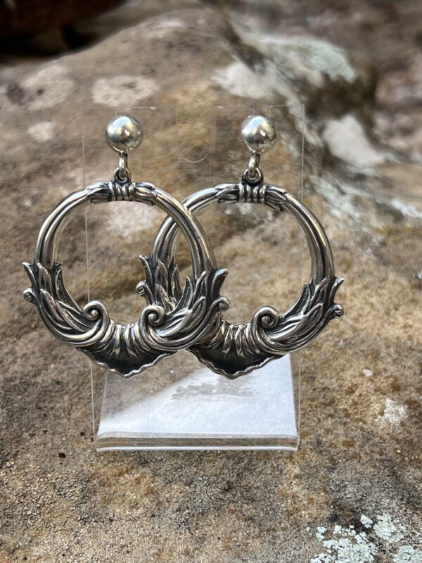 Product Image: Sterling Silver Carved Round Post Earrings