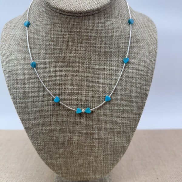 Product Image: Necklace: Heart Turquoise Liquid Silver Rain Sterling Lobster Clasp