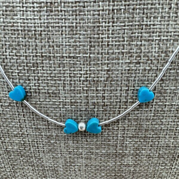 Product Image: Necklace: Heart Turquoise Liquid Silver Rain Sterling Lobster Clasp