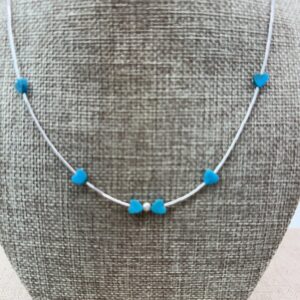 Product Image: Necklace: Heart Turquoise Liquid Silver Rain Sterling Lobster Clasp