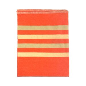 Product Image: 1960’S STRIPED ORANGE SHERBERT MADE IN USA WOOL 62” X 56” BLANKET