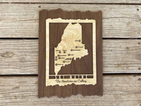 Product Image: Ski Maine – Wood Map of Maine Ski Areas with Custom Engraving