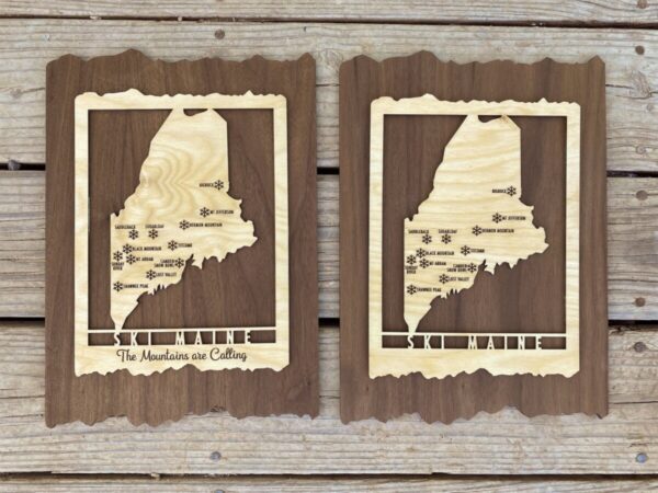 Product Image: Ski Maine – Wood Map of Maine Ski Areas with Custom Engraving