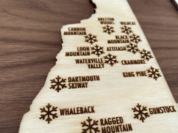 Product Image: Ski Maine – Wood Map of Maine Ski Areas with Custom Engraving