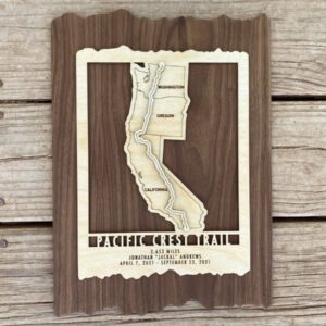 Product Image: Pacific Crest Trail Map – Wood cut map of PCT Gift for Hikers