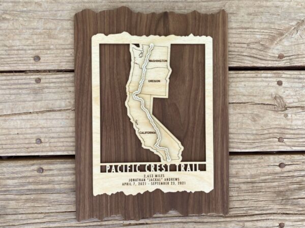 Product Image: Pacific Crest Trail Map – Wood cut map of PCT Gift for Hikers