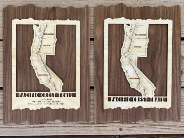 Product Image: Pacific Crest Trail Map – Wood cut map of PCT Gift for Hikers