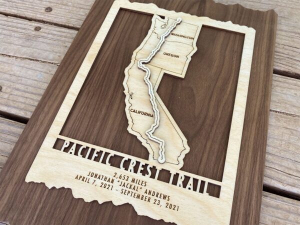 Product Image: Pacific Crest Trail Map – Wood cut map of PCT Gift for Hikers