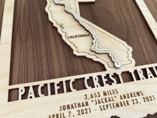 Product Image: Pacific Crest Trail Map – Wood cut map of PCT Gift for Hikers