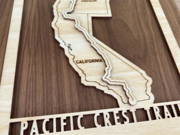 Product Image: Pacific Crest Trail Map – Wood cut map of PCT Gift for Hikers