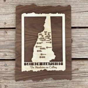 Product Image: Ski New Hampshire – Wood Map of New Hampshire Ski Areas with Custom Engraving