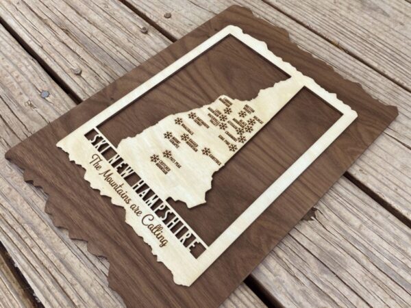 Product Image: Ski New Hampshire – Wood Map of New Hampshire Ski Areas with Custom Engraving