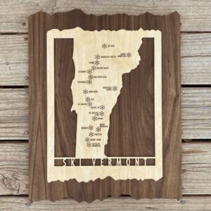 Product Image: Ski Vermont – Wood Map of Vermont Ski Areas with Custom Engraving