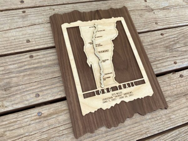 Product Image: Vermont Long Trail Map – Wood cut map of Long Trail Gift for Hikers