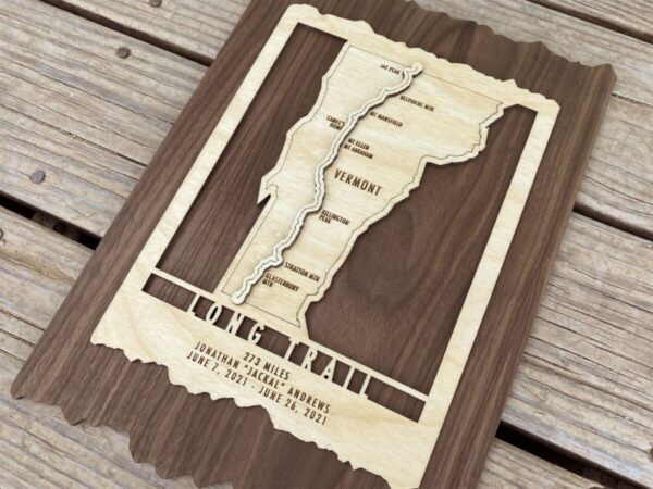 Product Image: Vermont Long Trail Map – Wood cut map of Long Trail Gift for Hikers