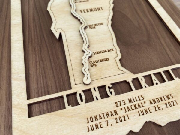 Product Image: Vermont Long Trail Map – Wood cut map of Long Trail Gift for Hikers